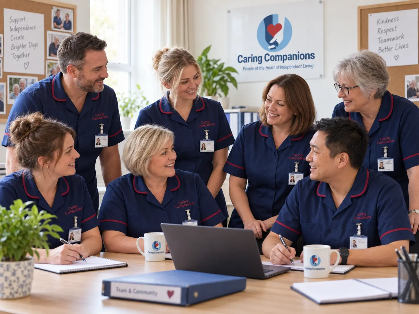 Caring Companions care workers meeting together in their local office